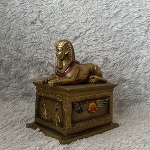 Gold Sphinx Figurine with Hieroglyphics